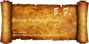 Balog Feliciána névjegykártya