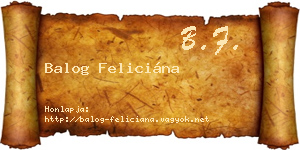 Balog Feliciána névjegykártya